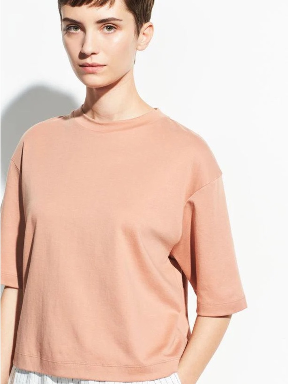 VINCE - Wide Sleeve Crop Tee in Blush - Small